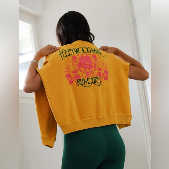 NWOT DAYDREAMER Fleetwood Mac Floral Reverse Sweatshirt in Golden Daze sz M - Picture 3 of 6